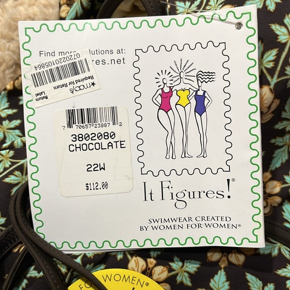 IT FIGURES! VINTAGE WOMEN’S CHOCOLATE FLORAL SWIM DRESS/SWIMSUIT (SZ. 22). - Picture 7 of 7